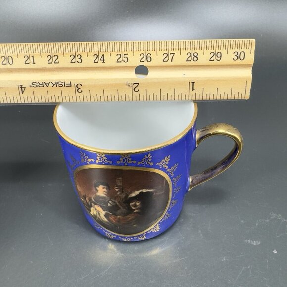 Kuba Bavaria Cobalt Blue Portrait Teacup And Saucer Set Germany Gold Edges VTG - Picture 7 of 16